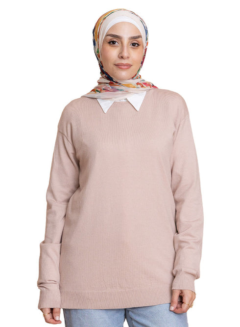 Latte Round Knit Pullover